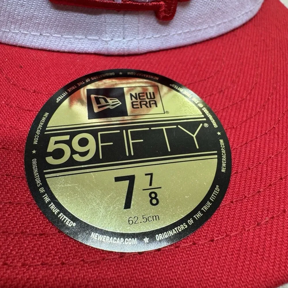NEW Atlanta Hawks New Era White/Red State Pride 59FIFTY Fitted Hat sz 7 7/8